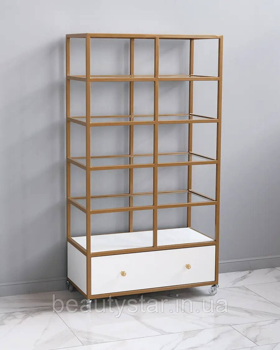 Стелаж LOFT Avrora вітрина металевий каркас полиці скло VM66*