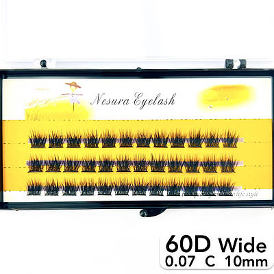 Пучкові вії Nesura Eyelash Wide 60D, 0,07, C, 10 мм, 36 пучків Несура