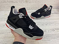 Мужские и женские кроссовки Nike Air Jordan Retro 4 Black Retro Весна Лето Осень Найк Аир Джордан 4 черные