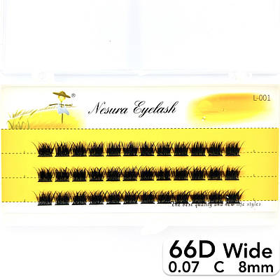 Пучкові вії Nesura Eyelash Wide 66D, 0,07, C, 8 мм, 36 пучків Несура