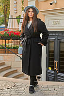 Черное женское кашемировое пальто большого размера