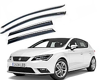 Дефлектори вікон Seat Leon 2013-2020 з хромом (4 шт.), 047st040201 (Сіат Леон)