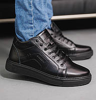 Классические мужские ботинки с мехом, кожаные зимние мужские ботинки на молнии, черные зимние ботинки из кожи