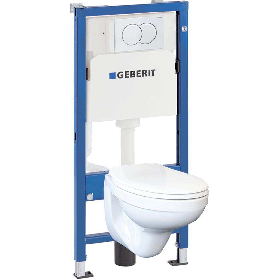 Комплект Geberit Duofix Pro 20 118.315.11.1: інсталяція Geberit біла кнопка Delta 12 з унітазом Kolo, фото 1