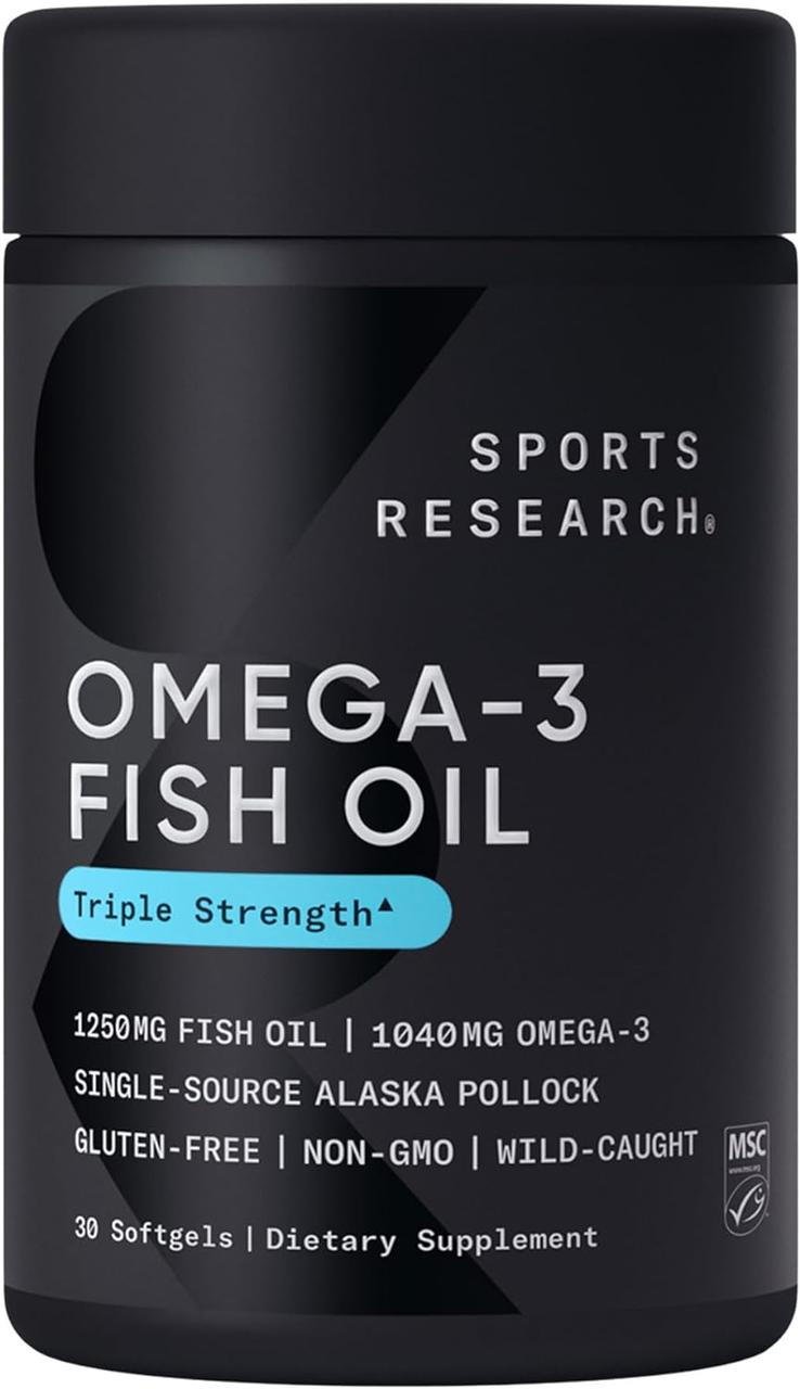 Sports Research Omega-3 Fish Oil Triple Strength 30 гелевых капсул 1250mg