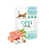 Optimeal Оптиміл вологий корм для дорослих котів з фореллю в кремовому соусі