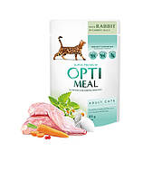 Optimeal Оптиміл вологий корм для дорослих котів з кроликом у морквяному желе