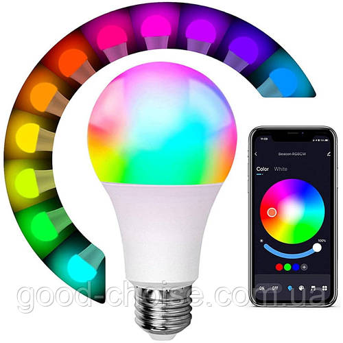 Умная RGB лампочка E27 с Wifi и Bluetooth, TUYA, 9 Вт / Умная LED лампа ...