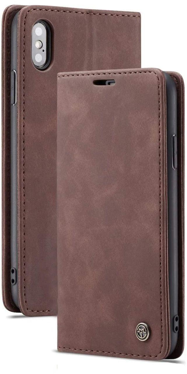Чохол книжка Caseme з магнітом для iPhone Xs Max кавовий гаманець