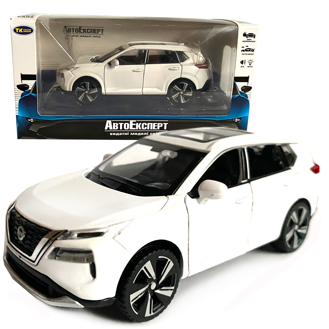 Іграшкова машинка металева Nissan X-Trail VC-Turbo 300, ніссан, біла, звук, світло, інерція, откр двері, капот, Автоексперт,, фото 1