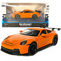 Іграшкова машинка металева Porsche 911 GT3, порше, оранджевий, звук, світло, інерція, откр двері, капот, Автоексперт,