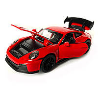 Іграшкова машинка металева Porsche 911 GT3, порше, червоний, звук, світло, інерція, откр двері, капот, Автоексперт,, фото 2