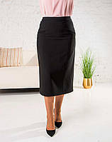 Черная женская юбка больших размеров из костюмной ткани , р.64,66,68,70.