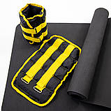 Набір для фітнесу - Килимок для фітнесу та спорту (каремат) + обтяжувачі 2шт по 2.5 кг OSPORT Set 39 (n-0069) Чорно-жовтий, фото 2