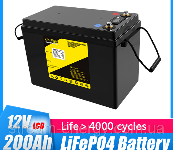 Літій-залізо-фосфатний акумулятор 12v-200ah LiitoKala LiFePO4 12,8V 200Ah для гібридних інверторів, ДБЖ в офіс, будинок, квартиру, фото 1
