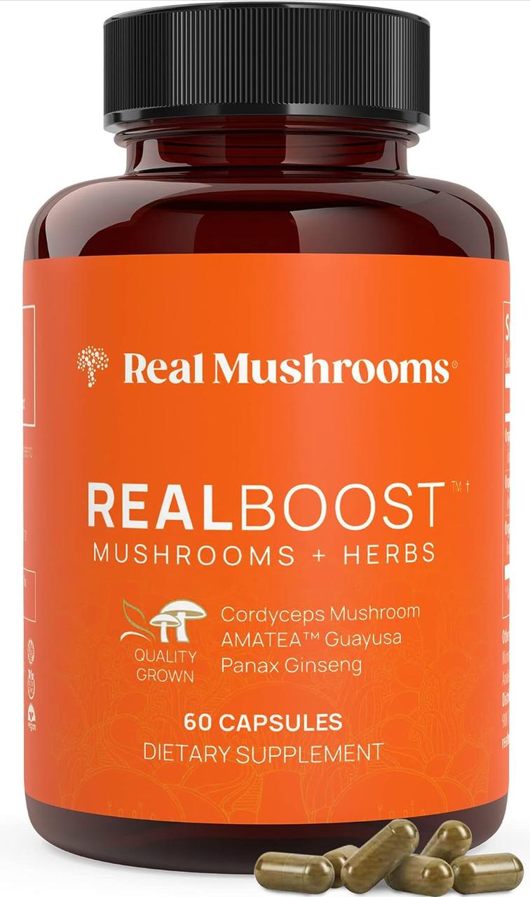 Real Mushrooms RealBoost / Суміш грибів для енергії та виносливості 60 капсул