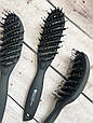Гребінець для волосся Salon вигнутий матовий човник зі щетиною, фото 2