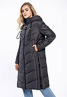 Женская куртка зимняя - длинная с капюшоном, серая Volcano