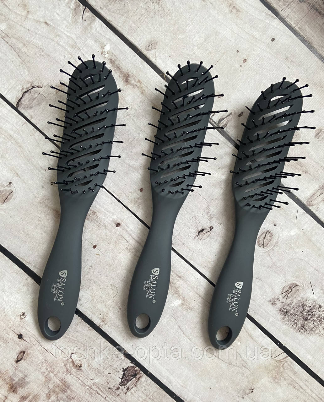 Гребінець для волосся Salon TEFLON човник темний сірий 18045PT, фото 1