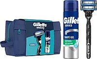 Набор Gillette Mach3 подарочный бритва касета гель косметичка бритва для мужчин джилет 4 позиции