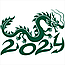 Новорічні наклейки Дракон із цифрами (декор вікон Символ 2024 Рік дракона) змій Набір S 46х32см матова Зелений, фото 5