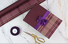 Подарунковий папір двохсторонній Фіолетовий + клітка, за 1 метр