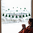 Новорічна наклейка Ялинки на скріпках (гірлянда сніг сніжинки декор стін Новий рік) 80х15 см матова Зелений, фото 2