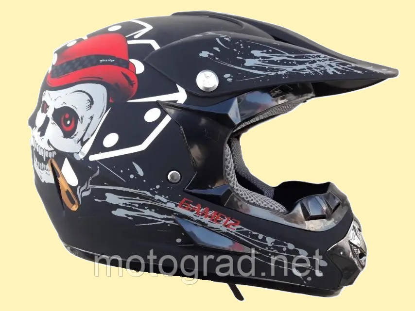 Мото шолом Ендуро Pit Bike Black Jack матовий з окулярами в комплекті