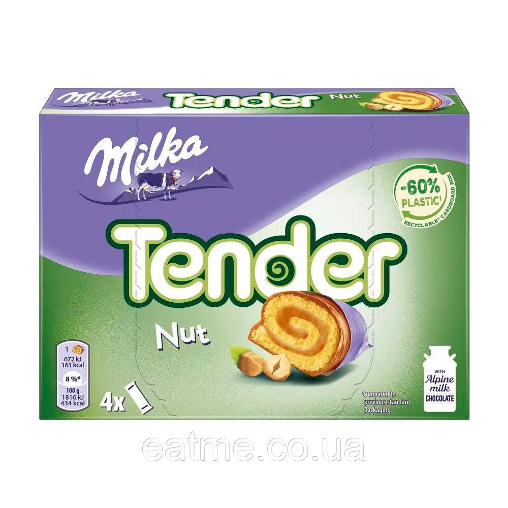 Milka Tender Бісквіт з горіховим кремом в молочному шоколаді 148g