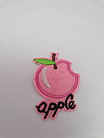 Нашивка термонаклейка яблоко текстильная вышитая розовая, (размер 5.5 см х 3.8 см) в наличии 8 цветов
