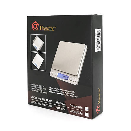 Ваги ювелірні Domotec MS 1729B 500г точність 0,01г електронні ваги, фото 3