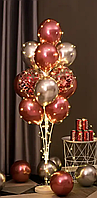 Набор 13 воздушных шариков со стойкой держателем розовый