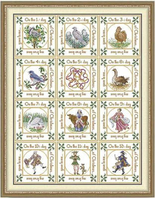 Набір для вишивання за нанесеною на канву схемою  "The Twelve Days of Christmas". AIDA 14CT printed, 64*82 см
