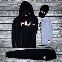 Флисовый Спортивный Брендовый Топовый Комплект 5 в 1 FILA С капюшоном Фила ХИТ