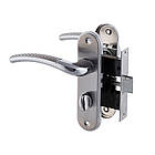 Ручка-Защёлка Межкомнатная WC 50mm 15-01 "точка" SN/CP (сатин\хром), фото 2