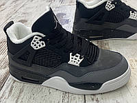 Чоловічі зимові кросівки Nike Air Jordan 4Retro Black чорні на хутрі Найк Аir Джордан 4 ретро Нова колекція!