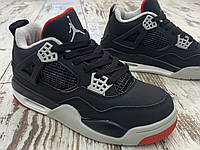 Мужские зимние кроссовки Nike Air Jordan 4Retro Black чёрные на меху Найк Аир Джордан 4 ретро Новая коллекция