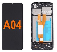 Дисплей для Samsung A04 (A045) с сенсором черный + рамка сервисный оригинал (снят с нового телефона)