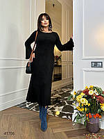 Довга жіноча ангорова сукня великого розміру з довгими рукавами кльош з 48 по 62 розмір, фото 3