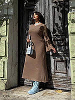 Довга жіноча ангорова сукня великого розміру з довгими рукавами кльош з 48 по 62 розмір, фото 5