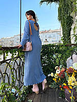 Довга жіноча ангорова сукня великого розміру з довгими рукавами кльош з 48 по 62 розмір, фото 8