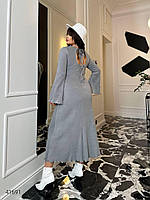 Довга жіноча ангорова сукня великого розміру з довгими рукавами кльош з 48 по 62 розмір, фото 2