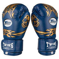 Боксерские перчатки 4 oz синие Twins PVC