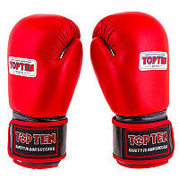 Боксерские перчатки красные кожаные 12oz Top Ten