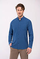 Мужская рубашка - хлопковая приталенная, голубая Volcano