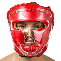Шлем для единоборств красный с прозрачной маской Everlast Flex EV-5009 размер L