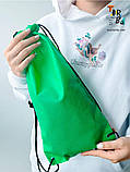 Рюкзак зі спанбонду маленький видовжений зелений без друку Розмір: 19cм х 40см, фото 8