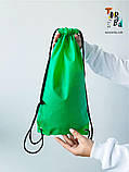 Рюкзак зі спанбонду маленький видовжений зелений без друку Розмір: 19cм х 40см, фото 9
