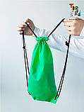 Рюкзак зі спанбонду маленький видовжений зелений без друку Розмір: 19cм х 40см, фото 6