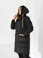 Женская теплая куртка-плащевка с капюшоном на синтепоне